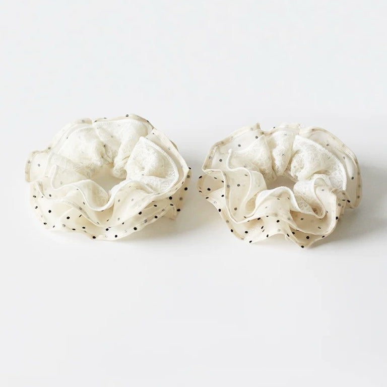 Polka Dot Lace Scrunchie