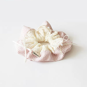 Gingham Lace Scrunchie