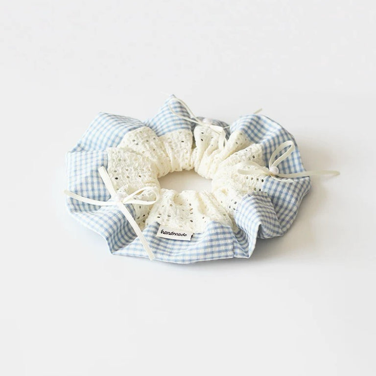 Gingham Lace Scrunchie